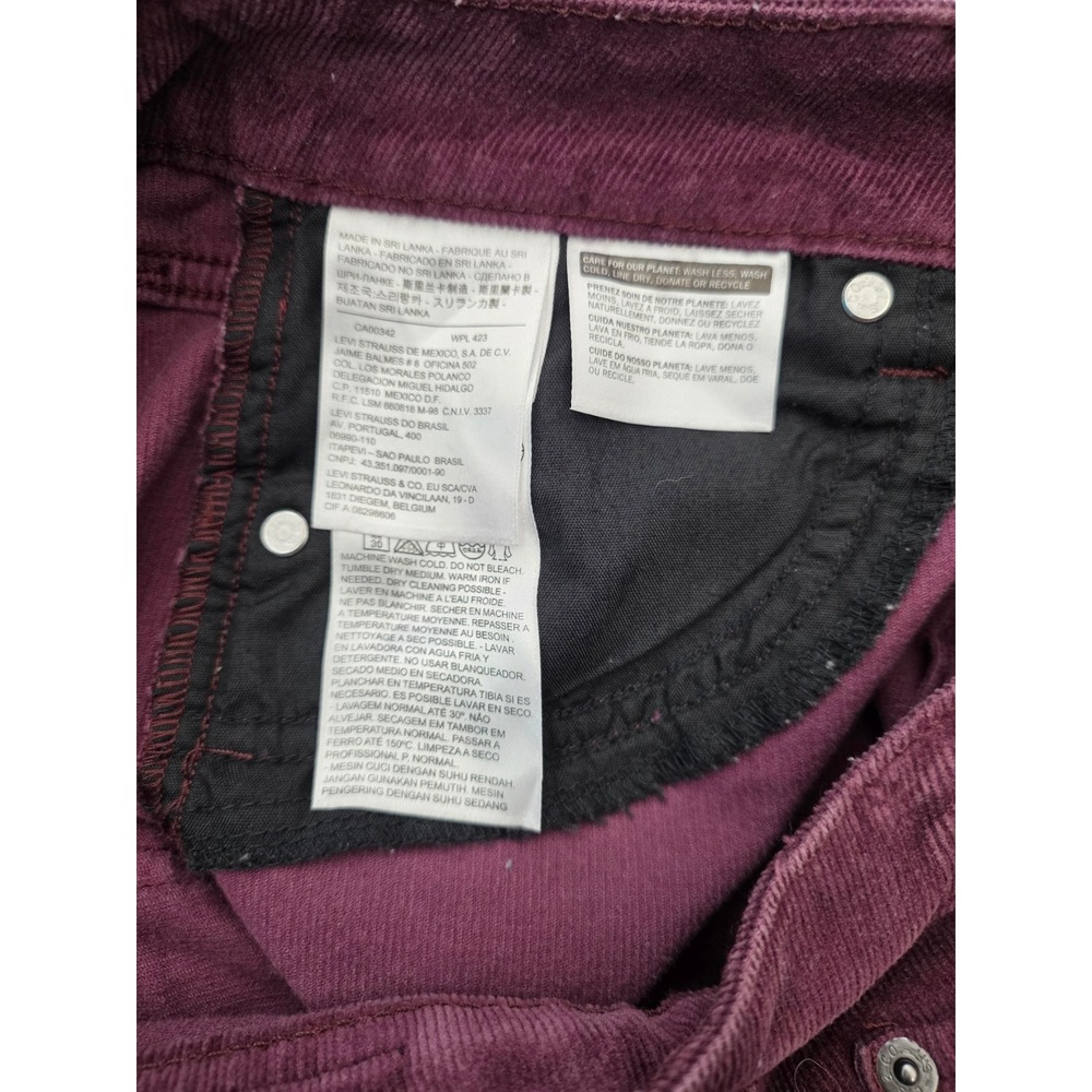 Levi's Corduroy Leggings Slim 29 Burgundy Purple Indie Boho - Picture 8 of 10